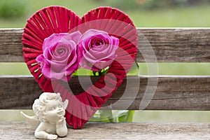 A Valentine`s day heart with pink roses