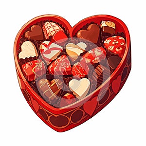 Valentine's day heart shaped chocolate box love sweets graphic illustration