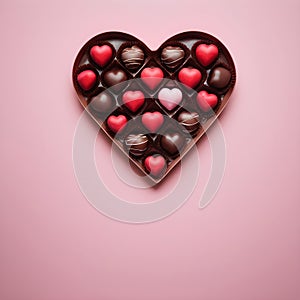 valentine\'s day heart shaped chocolate box on pink background - fotobock stock pictures