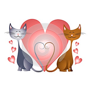 Valentine's Day Hearts With Cats In Love