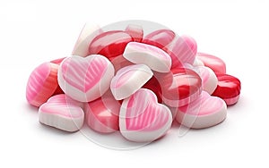 Valentine\'s Day hearts sweet candy Isolated on pure white background