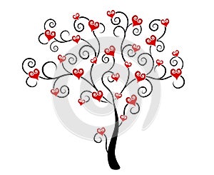 Valentine's Day Hearts on Tree Clip Art