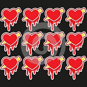 Valentine`s day holiday love Big Red Hearts, Vector Illustration