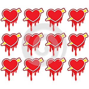 Valentine`s day holiday love Big Red Hearts, Vector Illustration