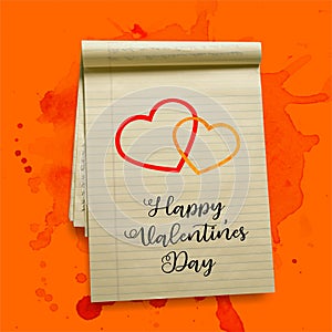 Valentine\'s Day illustration with heart and watercolor background