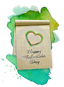 Valentine\'s Day illustration with heart and watercolor background