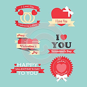 Valentine's day labels, icons elements and badges collection