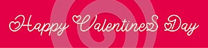 Valentine`s Day lettering. Hand written greeting card template with hearts and red gradient background for Valentine`s day.