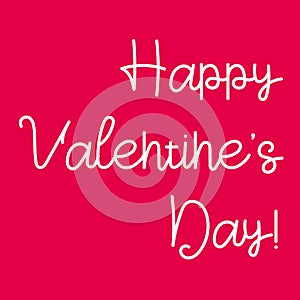 Valentine`s Day lettering. Hand written greeting card template with hearts and red gradient background for Valentine`s day.