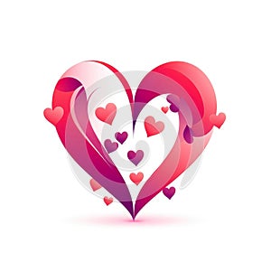 Valentine\'s day logo with hearts, Generative AI