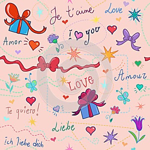 Valentine`s Day. Love background seamless pattern