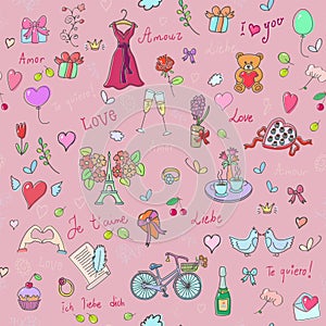 Valentine`s Day. Love background vector seamless pattern