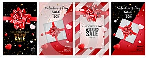 Valentine s Day Love banner set Background Design. Template for advertising, web, social media and fashion ads. Vertical poster,