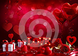 Valentine`s Day - Love Decorations With Gift