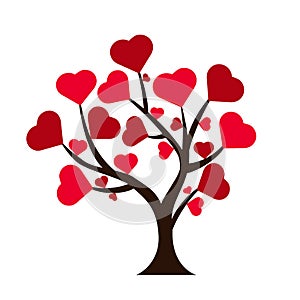 Valentine`s Day. Love decorative tree with hearts.