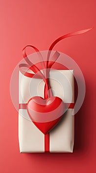 Valentine\'s Day love red heart on gift box romantic greeting card background