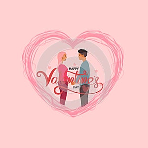 Valentine`s Day, love & relationships.Happy Valentines Day vector illustration.