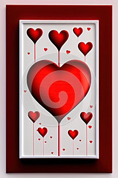 Valentine`s Day Love Romantic Hearts Beautiful Art Paintings red white pink frame black