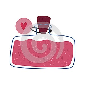 Valentine's Day love spell. Romatic potion jar. Vector