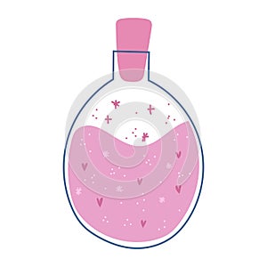 Valentine's Day love spell. Romatic potion jar. Vector