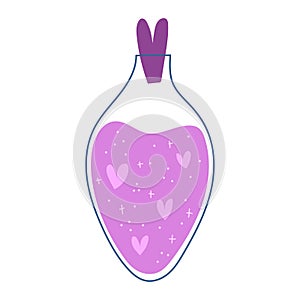 Valentine's Day love spell. Romatic potion jar. Vector