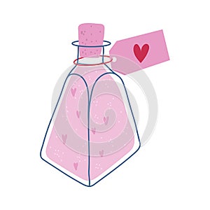 Valentine's Day love spell. Romatic potion jar. Vector