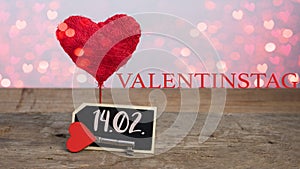 Valentine`s Day Love Wedding Birthday background banner greeting card - Red balloon heart, key with heart and blackboard sign on