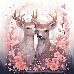 Valentine's Day Loving Cuddling Deer Couple