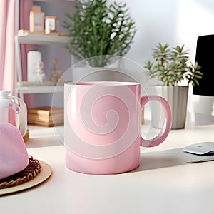 Valentine\'s Day Mockup. romantic mockup of a cup in the interior. AI Generated
