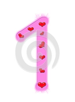 Valentine's day numeral - 1