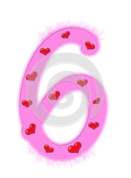 Valentine's day numeral - 6