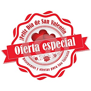 Valentine`s Day offer- Spanish sticker / label photo