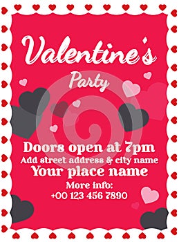 Valentine\'s day party flyer poster social media post design