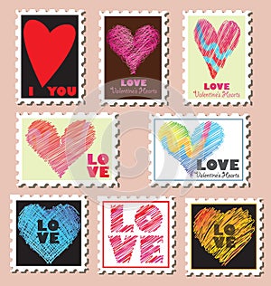 Valentine's day post stamps