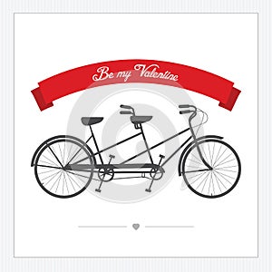 Valentine's Day postcard with vintage tandem bicycle