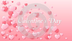 Valentine`s Day poster with red and pink hearts. background. Vector illustration