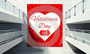 Valentine's Day poster on wall in store interior