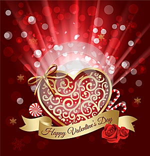Valentine`s Day posters are set. Vector illustration. 3D red, white, and pink hearts with space for text