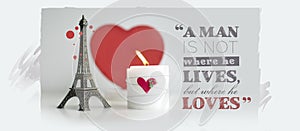 Valentine's Day Quotes with Candle, Hearth and Eiffel Tower Souv