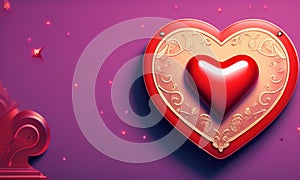 Valentine\'s Day with red hearts on purple background