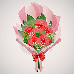 Valentine`s day Red roses bouquet isolated