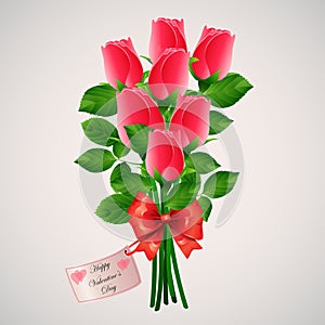 Valentine`s day Red roses bouquet isolated