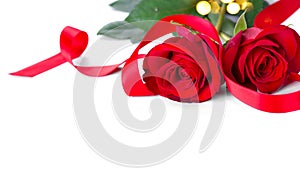 Valentine`s Day. Red roses isolated on white