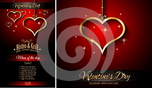 Valentine`s Day Restaurant Menu Template Background for Romantic Dinner