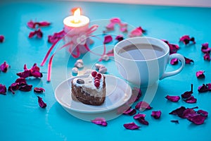 Valentine`s Day, romantic dinner for your favorite - big cup of