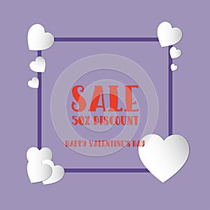 Valentine`s day sale background. Banner template holiday discoun