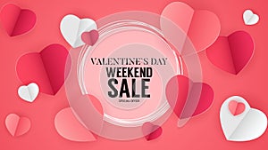 Valentine s Day sale banner Background Design. Template for advertising, web, social media and fashion ads. Horizontal poster,
