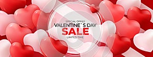 Valentine\'s Day sale banner Background Design. Template for advertising, web, social media and fashion ads. Horizontal poster,