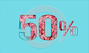 Valentine's day sale banner. Promotion of the poster sale or 50 percent discount for sale in the store