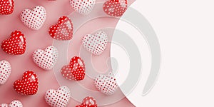 Valentine\'s day sale banner template with 3D hearts and white circle frame. copy space for text